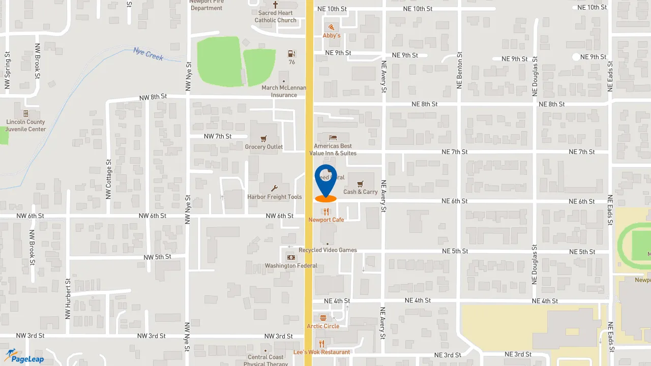 https://pageleap.com map showing location of The Human Bean in Newport.