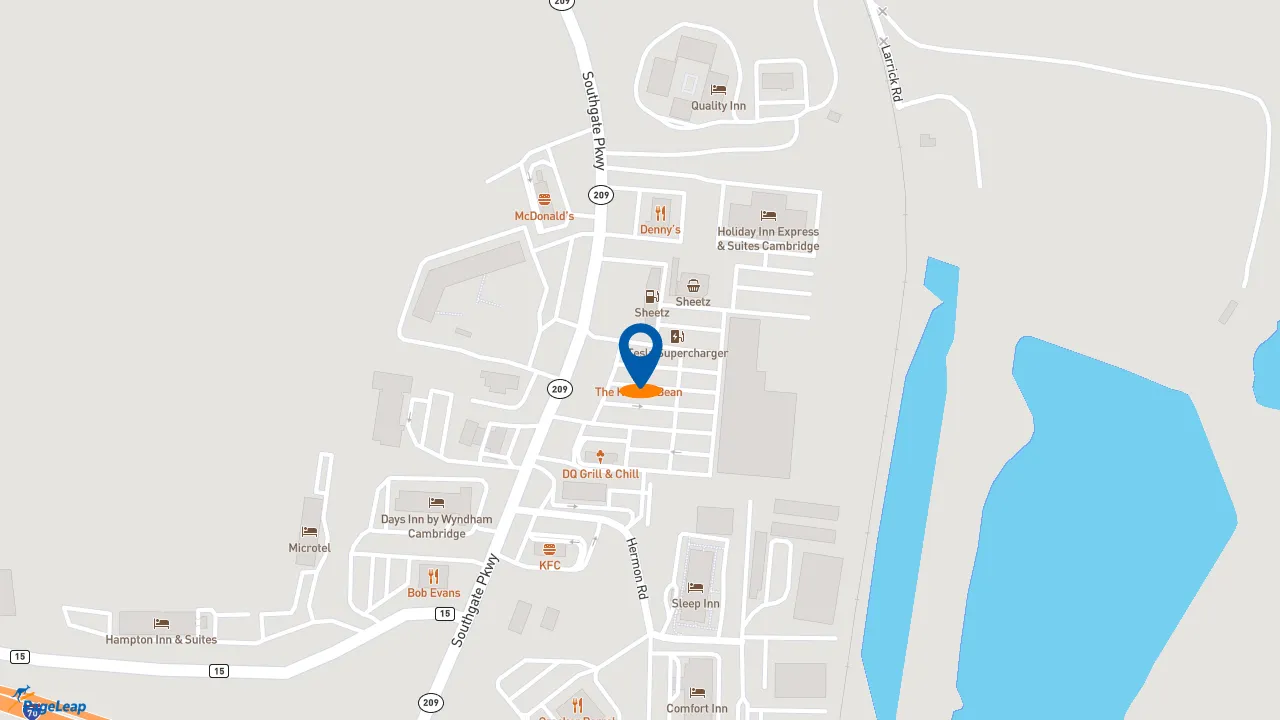 https://pageleap.com map showing location of The Human Bean in Cambridge.