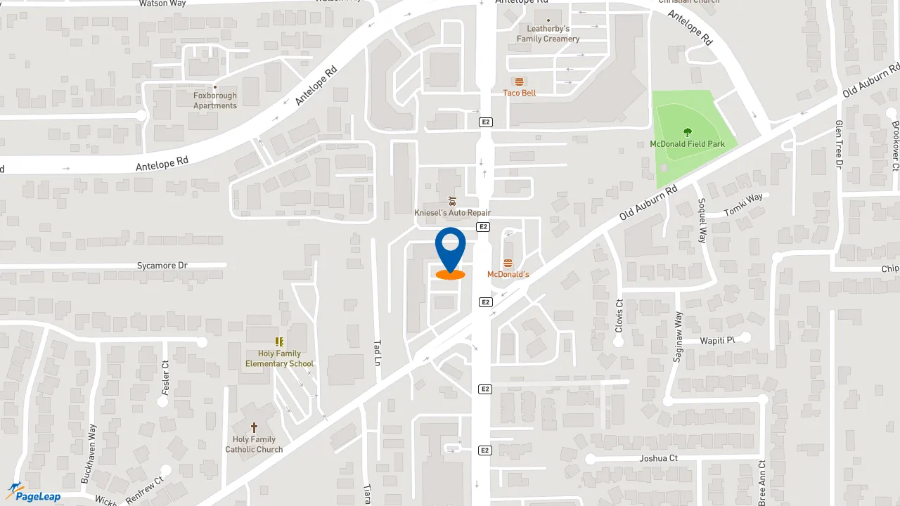 https://pageleap.com map showing location of The Human Bean in Citrus Heights.