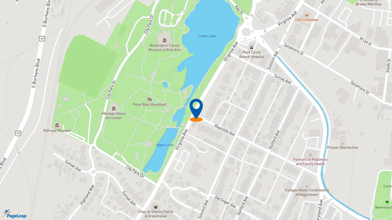 https://pageleap.com map showing location of The Vacuum Store in Hagerstown.