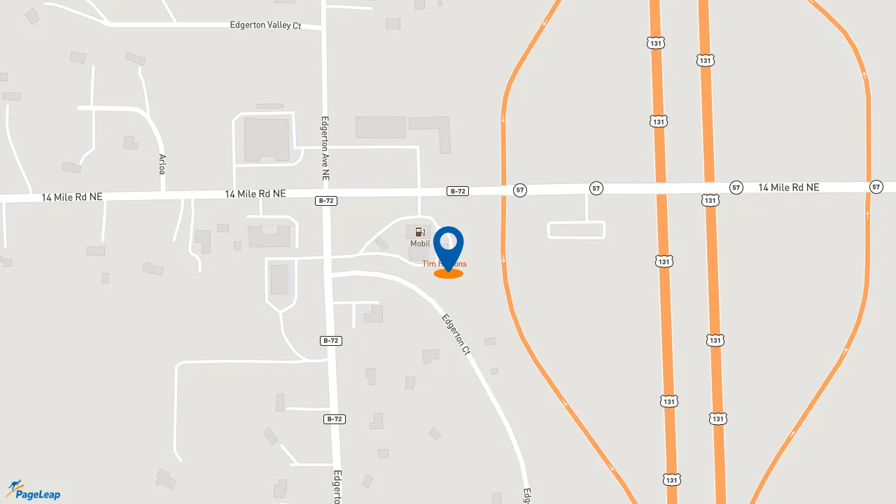 https://pageleap.com map showing location of Tim Hortons in Cedar Springs.