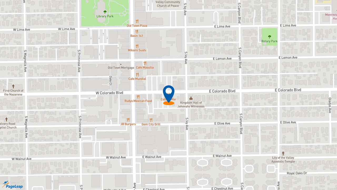 https://pageleap.com map showing location of Tito&#039;s: Sandwiches &amp; Empanadas in Monrovia.