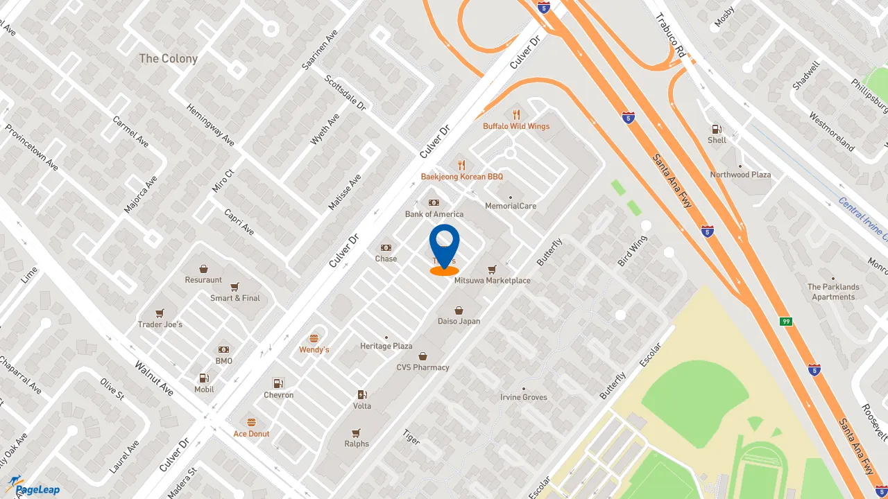 https://pageleap.com map showing location of TOGO&#039;S Sandwiches in Irvine.