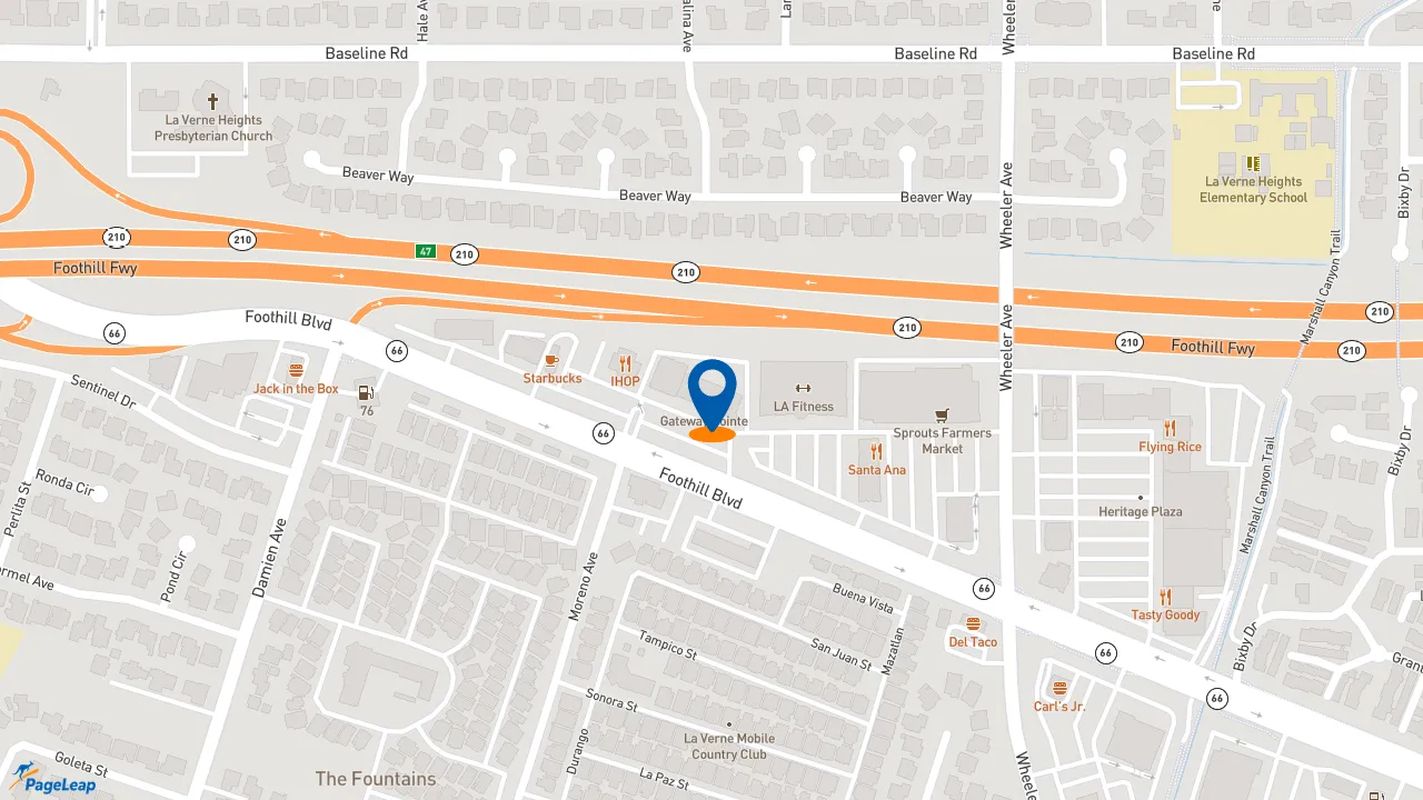 https://pageleap.com map showing location of TOGO&#039;S Sandwiches in La Verne.