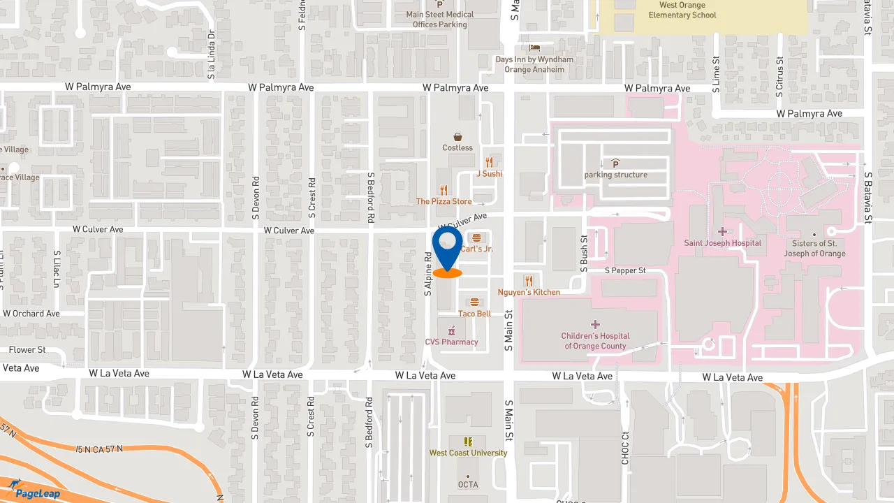 https://pageleap.com map showing location of TOGO&#039;S Sandwiches in Orange.