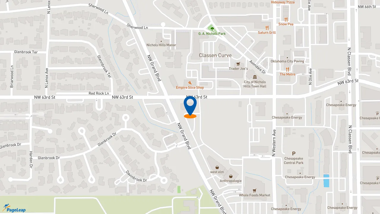 https://pageleap.com map showing location of Torchy&#039;s Tacos in Oklahoma City.