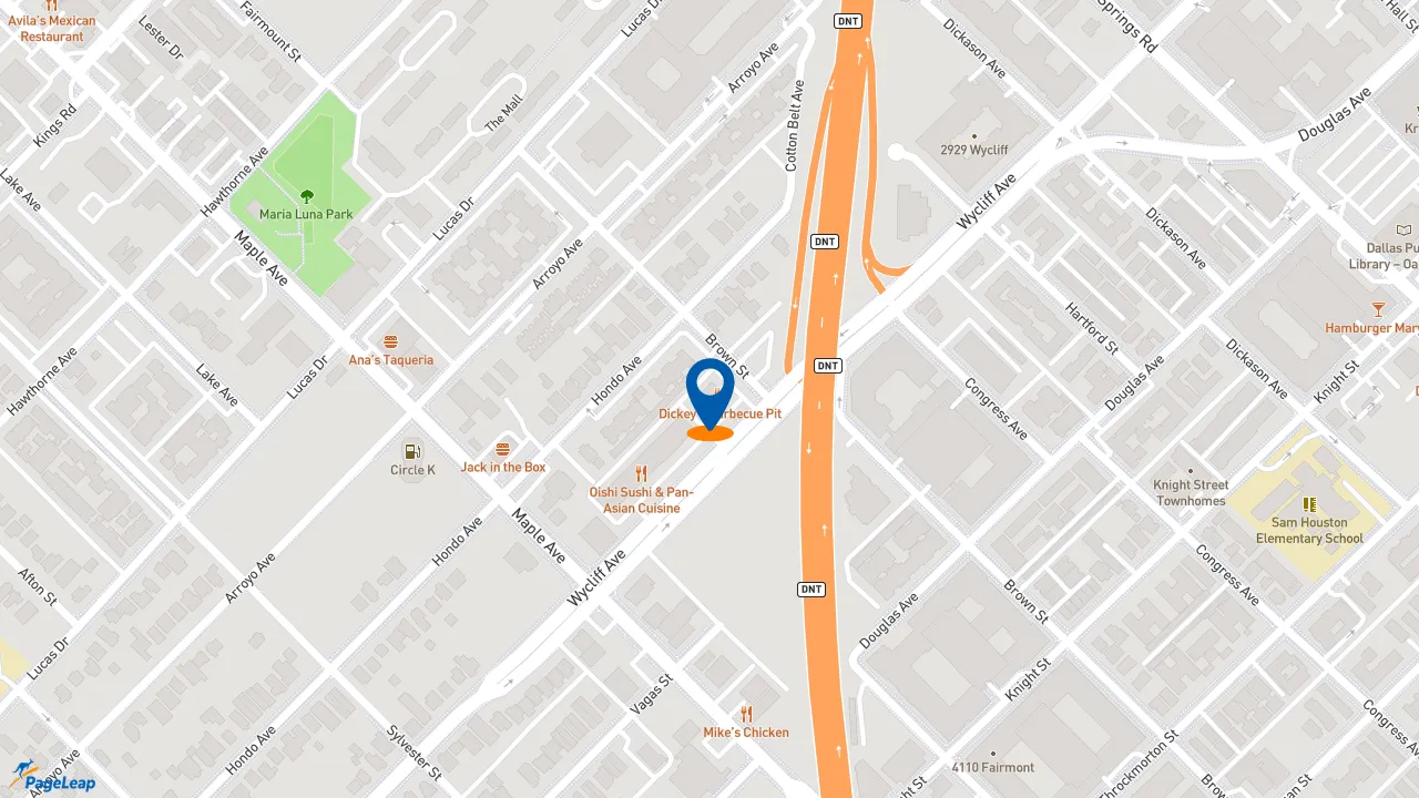 https://pageleap.com map showing location of Trailer Birds in Dallas.