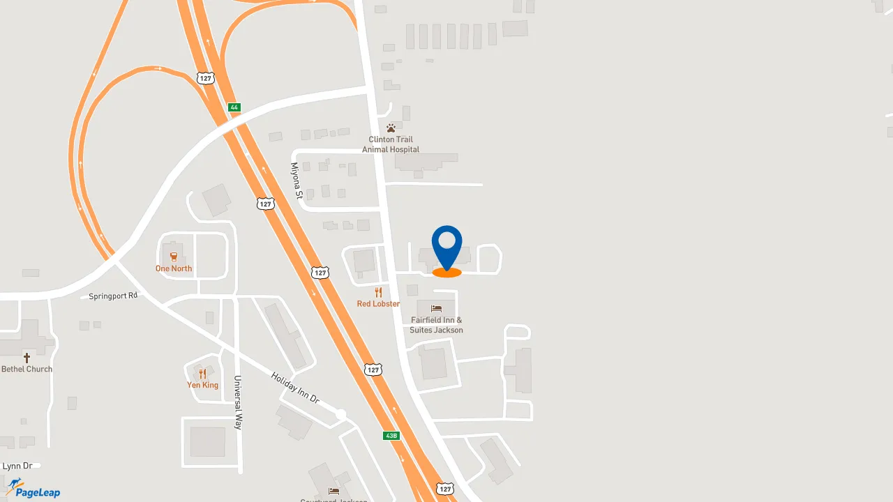 https://pageleap.com map showing location of Tru by Hilton Jackson in Jackson.