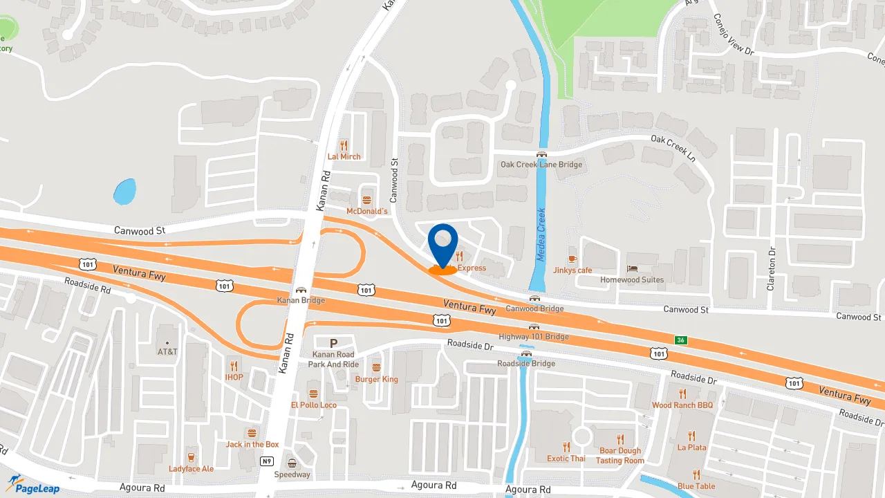 https://pageleap.com map showing location of Urbane Cafe in Agoura Hills.