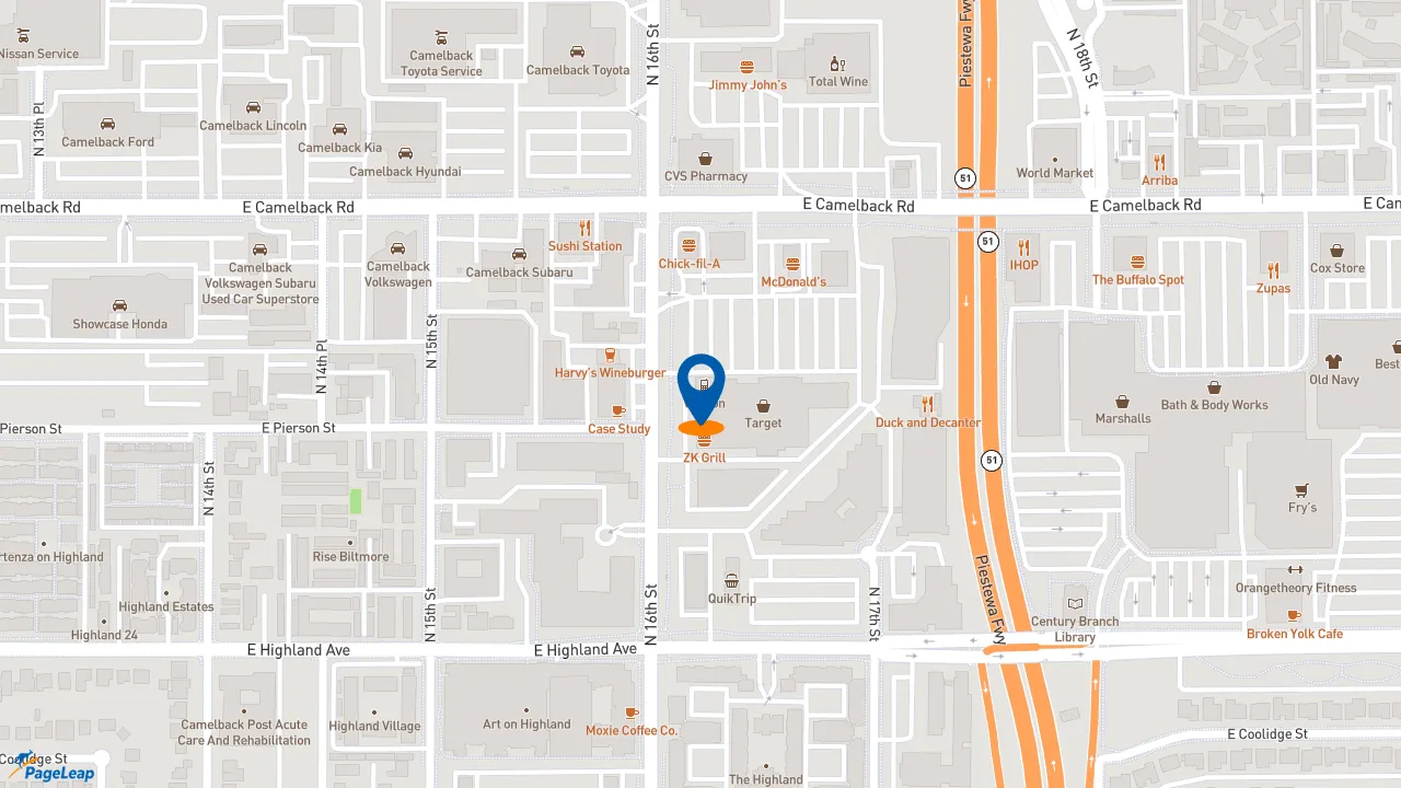 https://pageleap.com map showing location of Verizon in Phoenix.