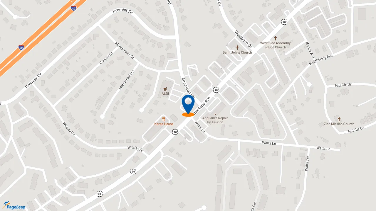 https://pageleap.com map showing location of Waldo&#039;s Chicken &amp; Beer in Nashville.