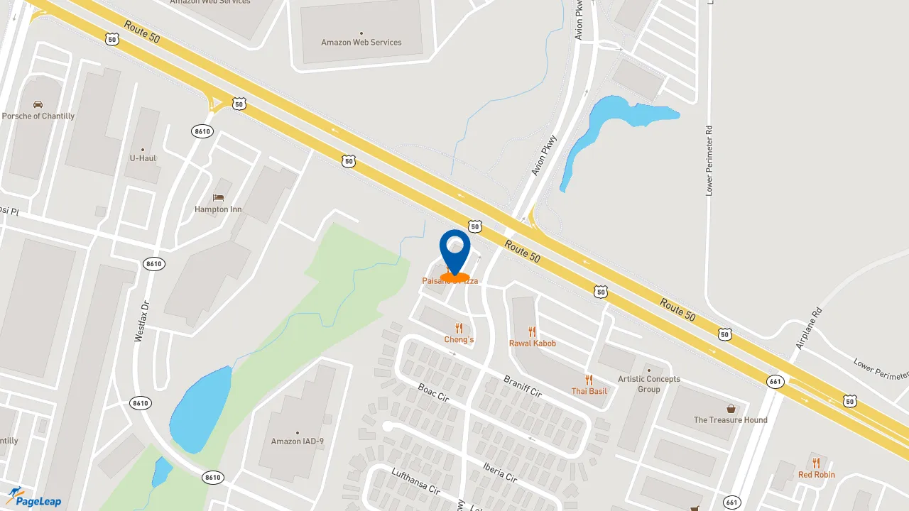 https://pageleap.com map showing location of Wendy&#039;s in Chantilly.