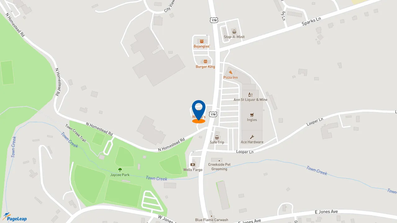 https://pageleap.com map showing location of Wendy&#039;s in Pickens.