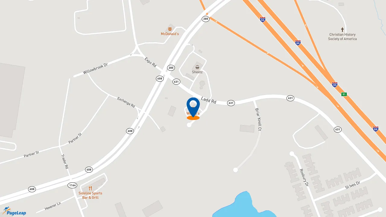 https://pageleap.com map showing location of Wendy&#039;s in Fishersville.