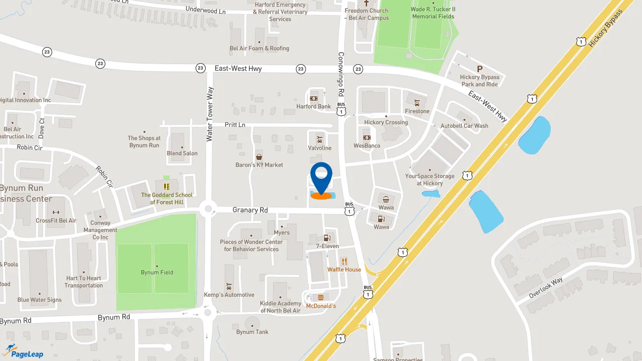 https://pageleap.com map showing location of Wendy&#039;s in Bel Air.