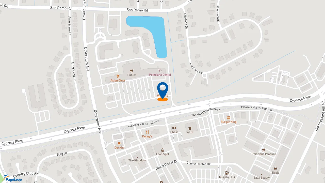 https://pageleap.com map showing location of Wendy&#039;s in Kissimmee.