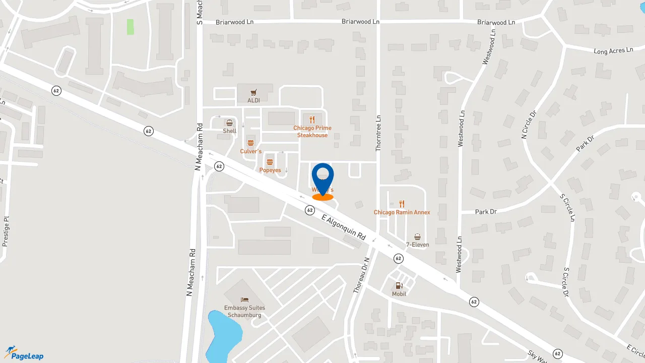https://pageleap.com map showing location of Wendy&#039;s in Schaumburg.