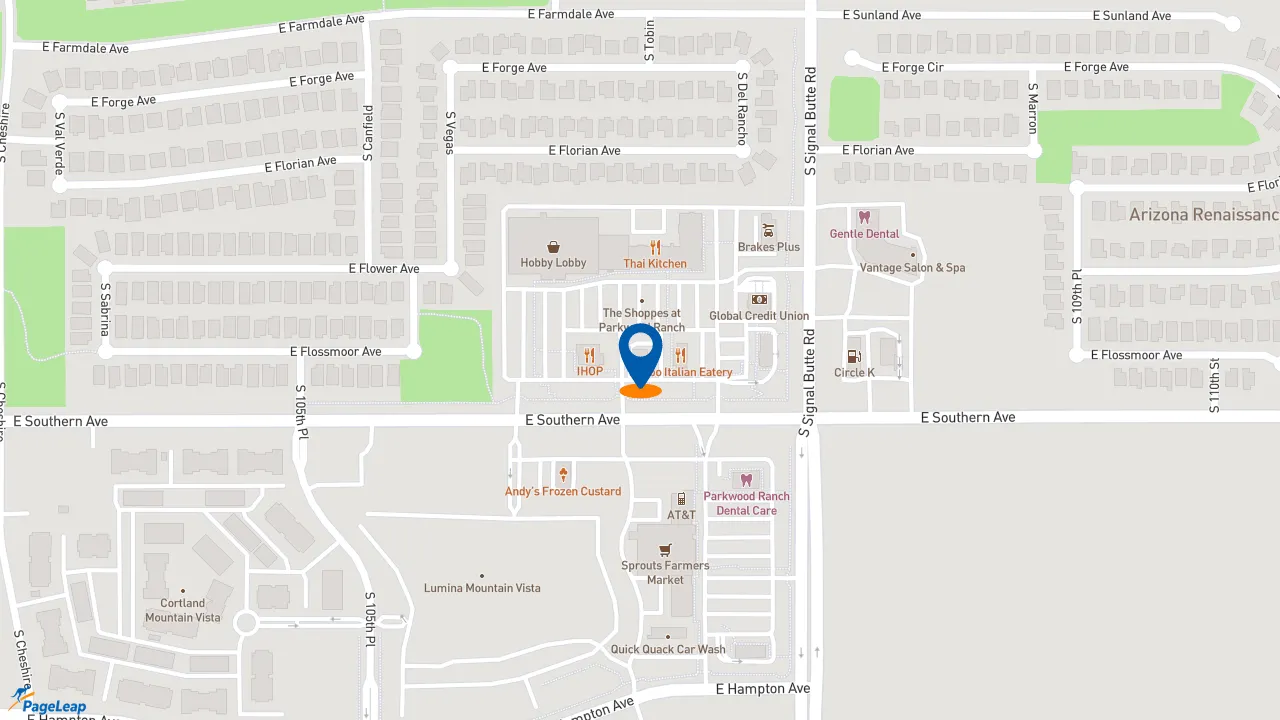 PageLeap.com map showing location of Wendy's in Mesa.
