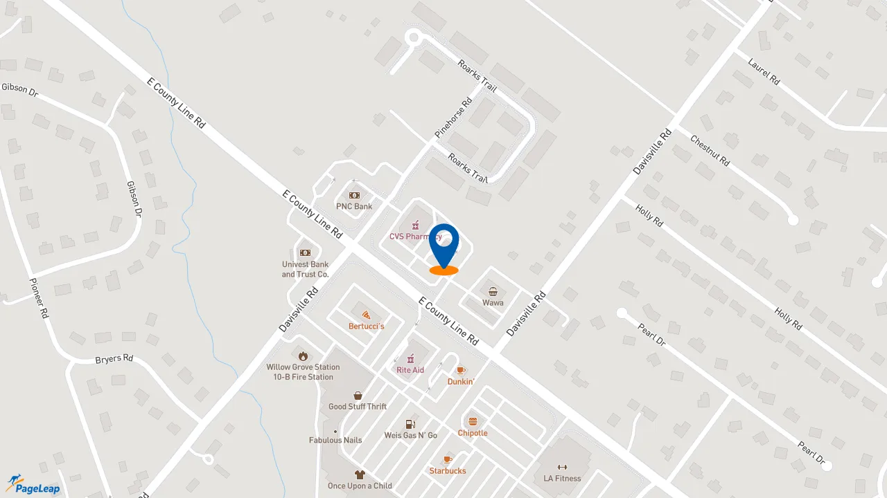 https://pageleap.com map showing location of Wendy&#039;s in Warminster.