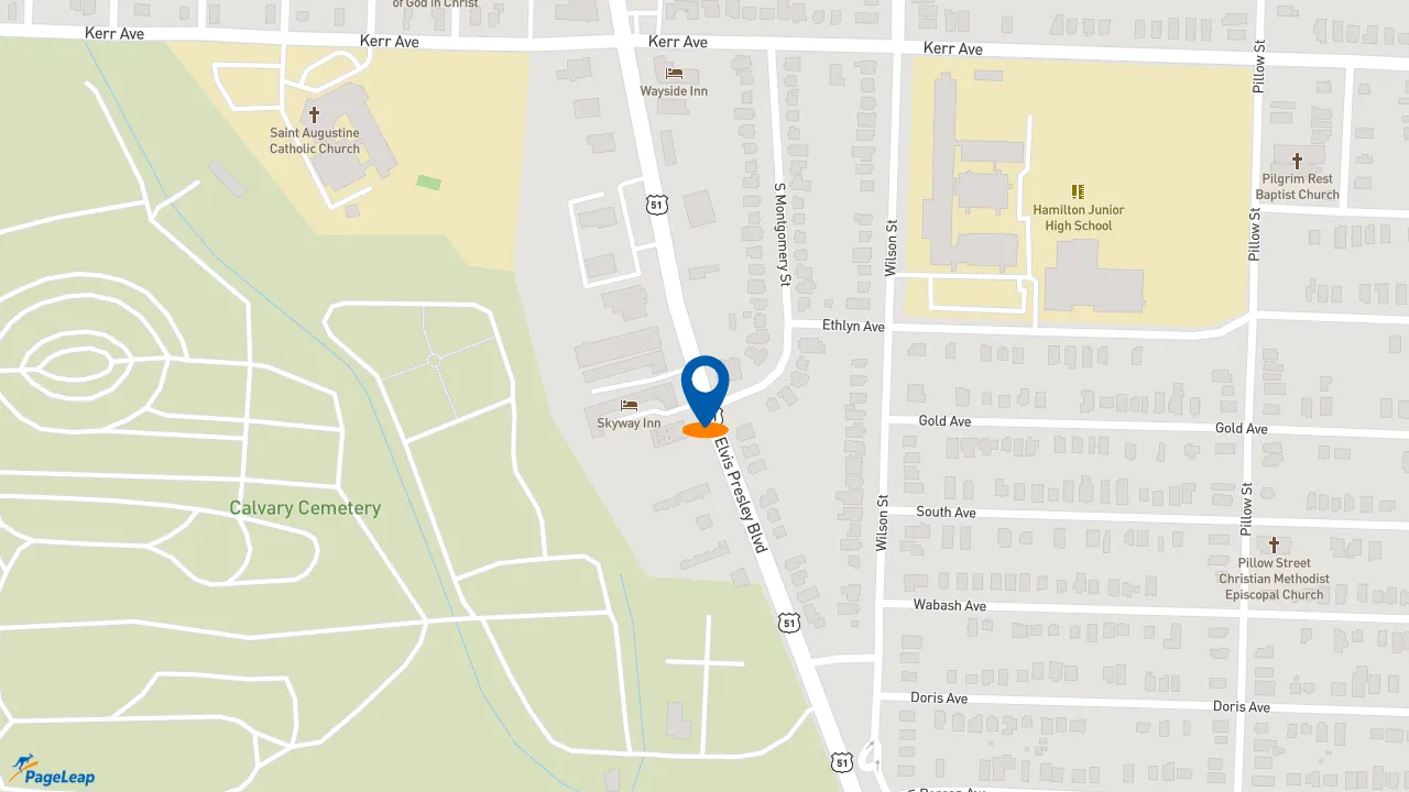 https://pageleap.com map showing location of Wendy&#039;s in Memphis.