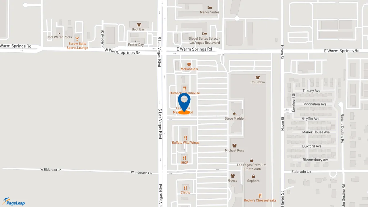 https://pageleap.com map showing location of Wendy&#039;s in Las Vegas.