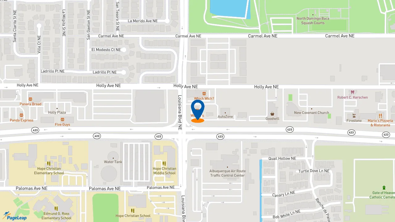 https://pageleap.com map showing location of Wendy&#039;s in Albuquerque.