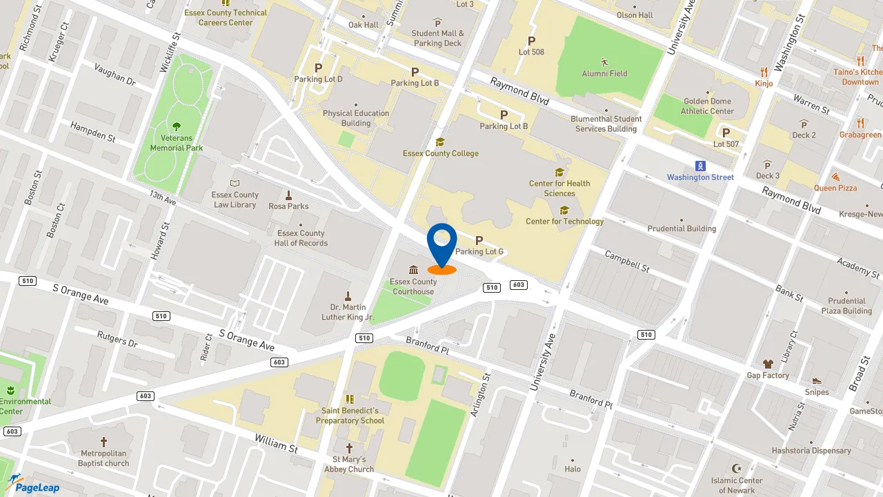 https://pageleap.com map showing location of Wendy&#039;s in Newark.