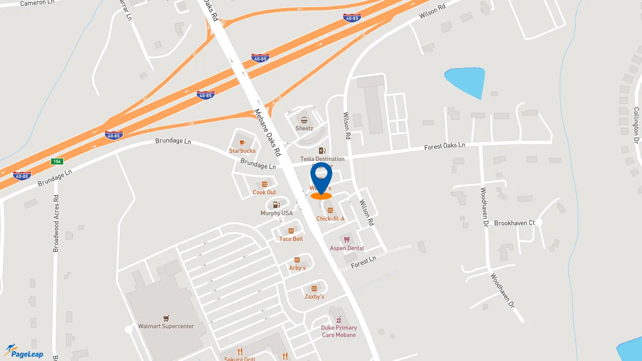 https://pageleap.com map showing location of Wendy&#039;s in Mebane.