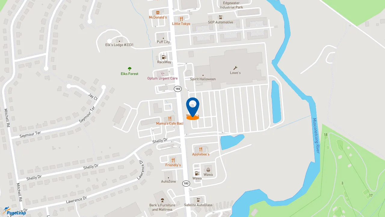 https://pageleap.com map showing location of Wendy&#039;s in Hackettstown.