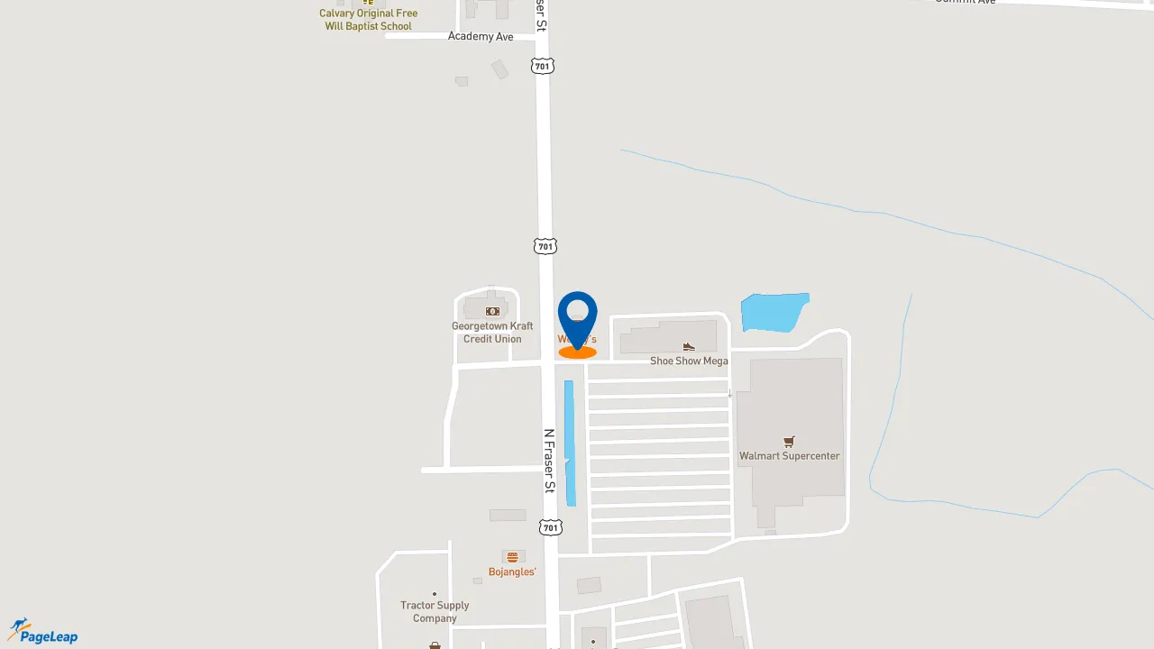 https://pageleap.com map showing location of Wendy&#039;s in Georgetown.