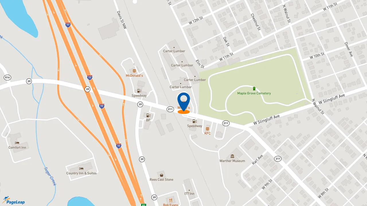 https://pageleap.com map showing location of Wendy&#039;s in Dover.