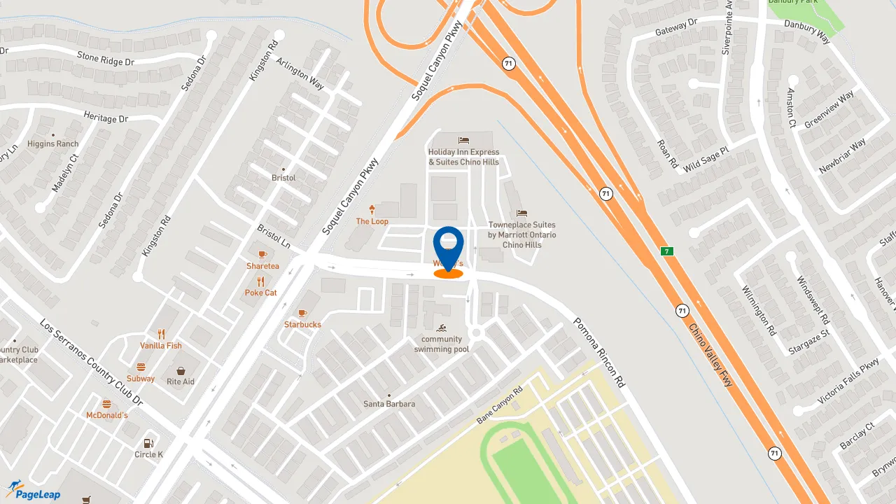 https://pageleap.com map showing location of Wendy&#039;s in Chino Hills.