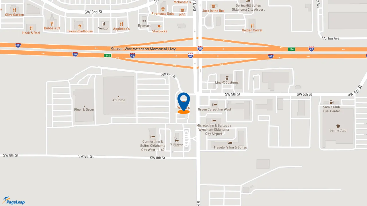 https://pageleap.com map showing location of Wendy&#039;s in Oklahoma City.