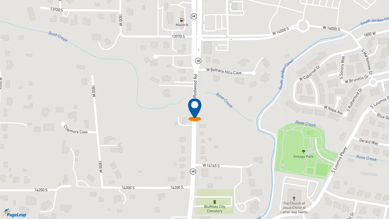 https://pageleap.com map showing location of Wendy&#039;s in Bluffdale.