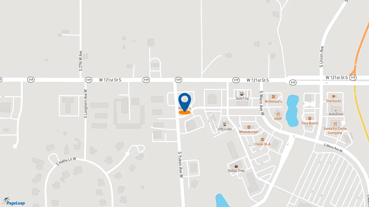 https://pageleap.com map showing location of Wendy&#039;s in Glenpool.