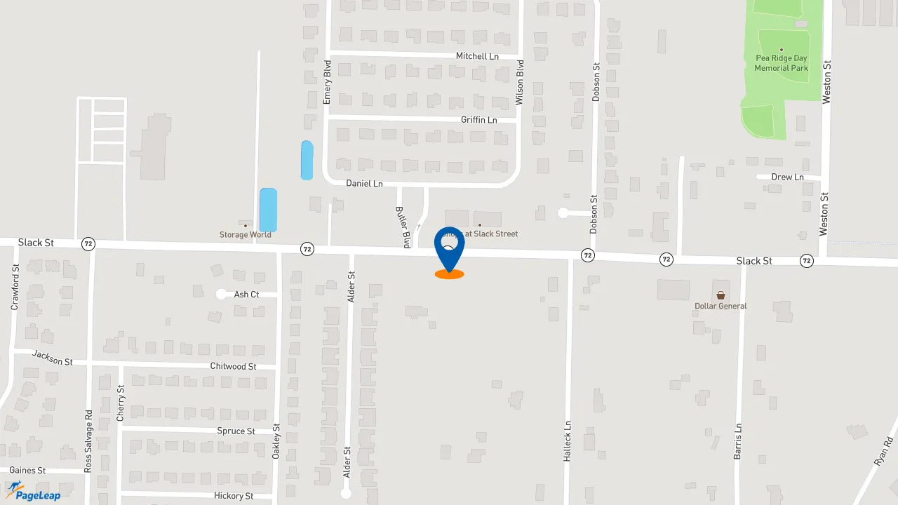https://pageleap.com map showing location of Wendy&#039;s in Pea Ridge.