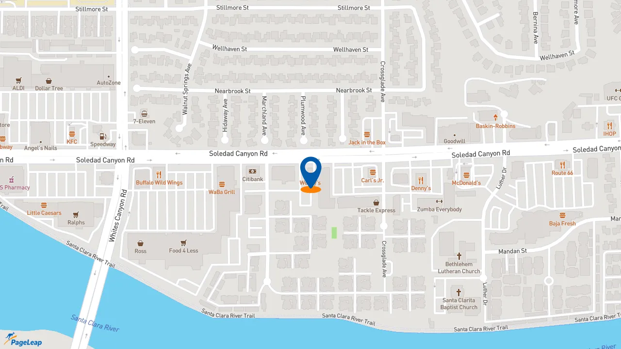 https://pageleap.com map showing location of Wendy&#039;s in Santa Clarita.