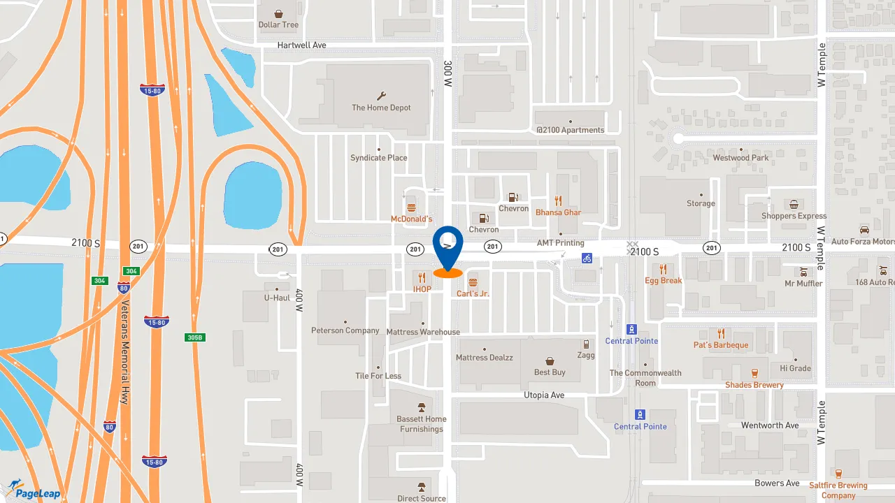 https://pageleap.com map showing location of Wendy&#039;s in Salt Lake City.