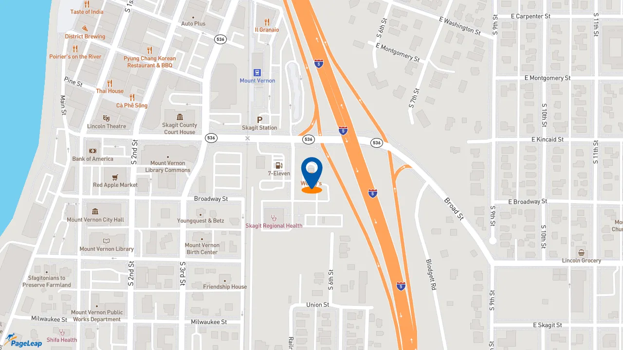 https://pageleap.com map showing location of Wendy&#039;s in Mt.Vernon.
