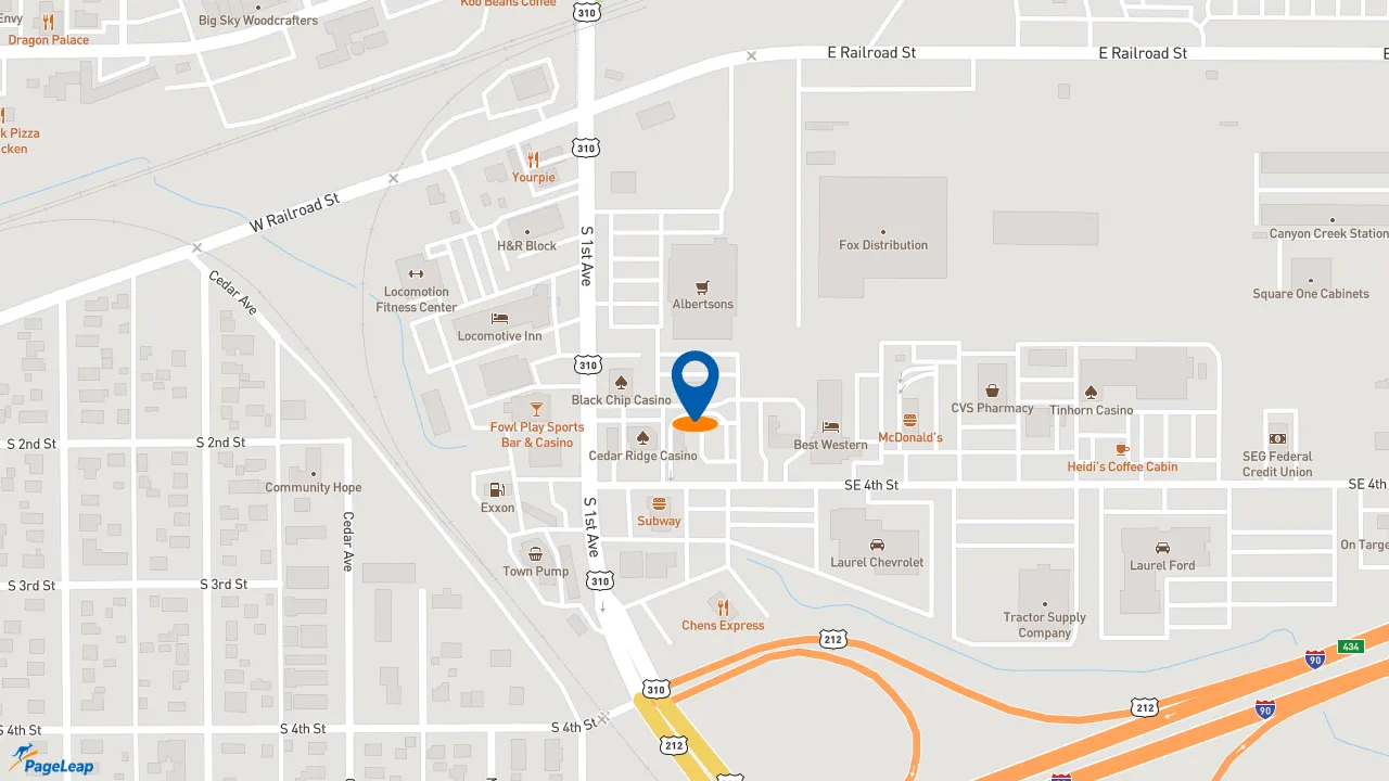 https://pageleap.com map showing location of Wendy&#039;s in Laurel.