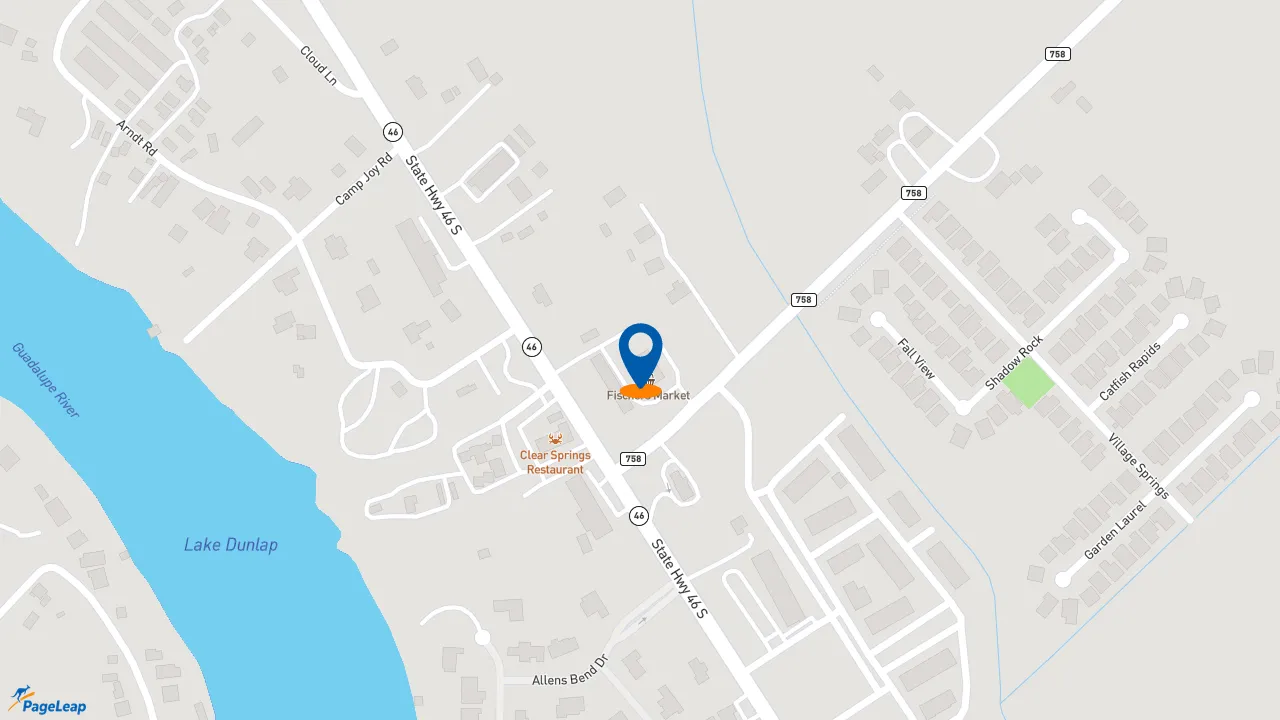 https://pageleap.com map showing location of Wendy&#039;s in New Braunfels.
