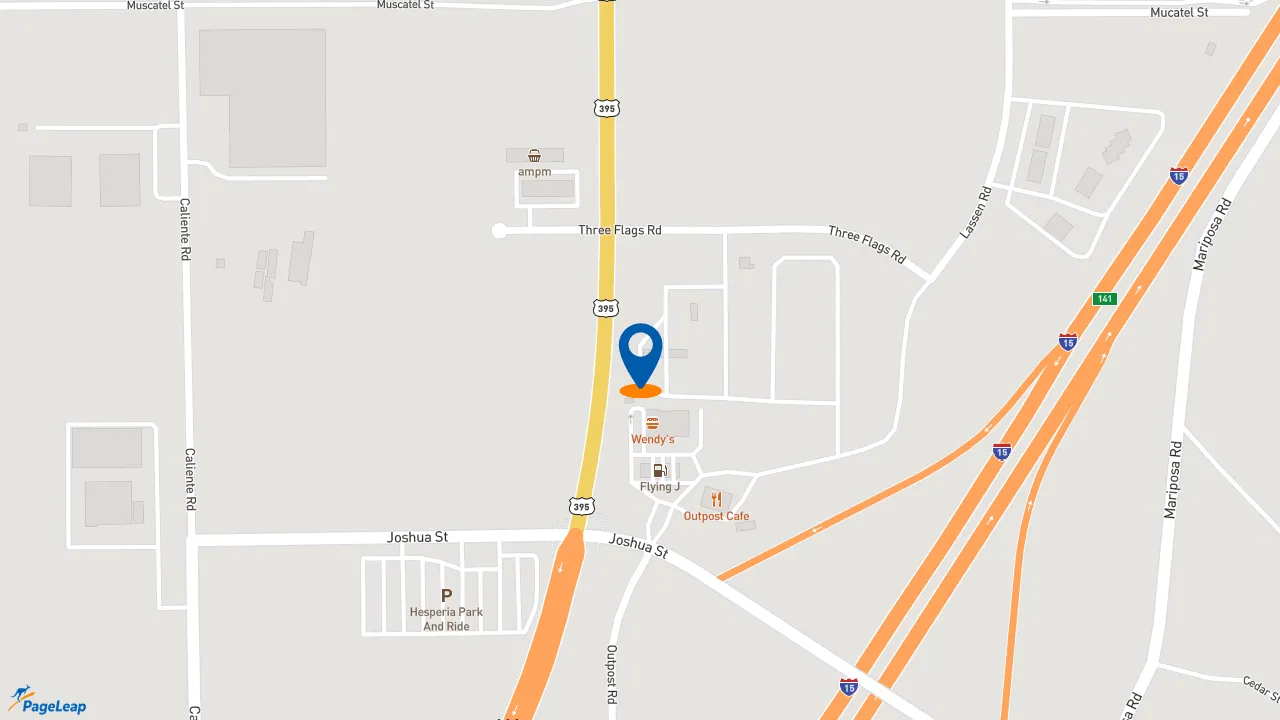 https://pageleap.com map showing location of Wendy&#039;s in Hesperia.