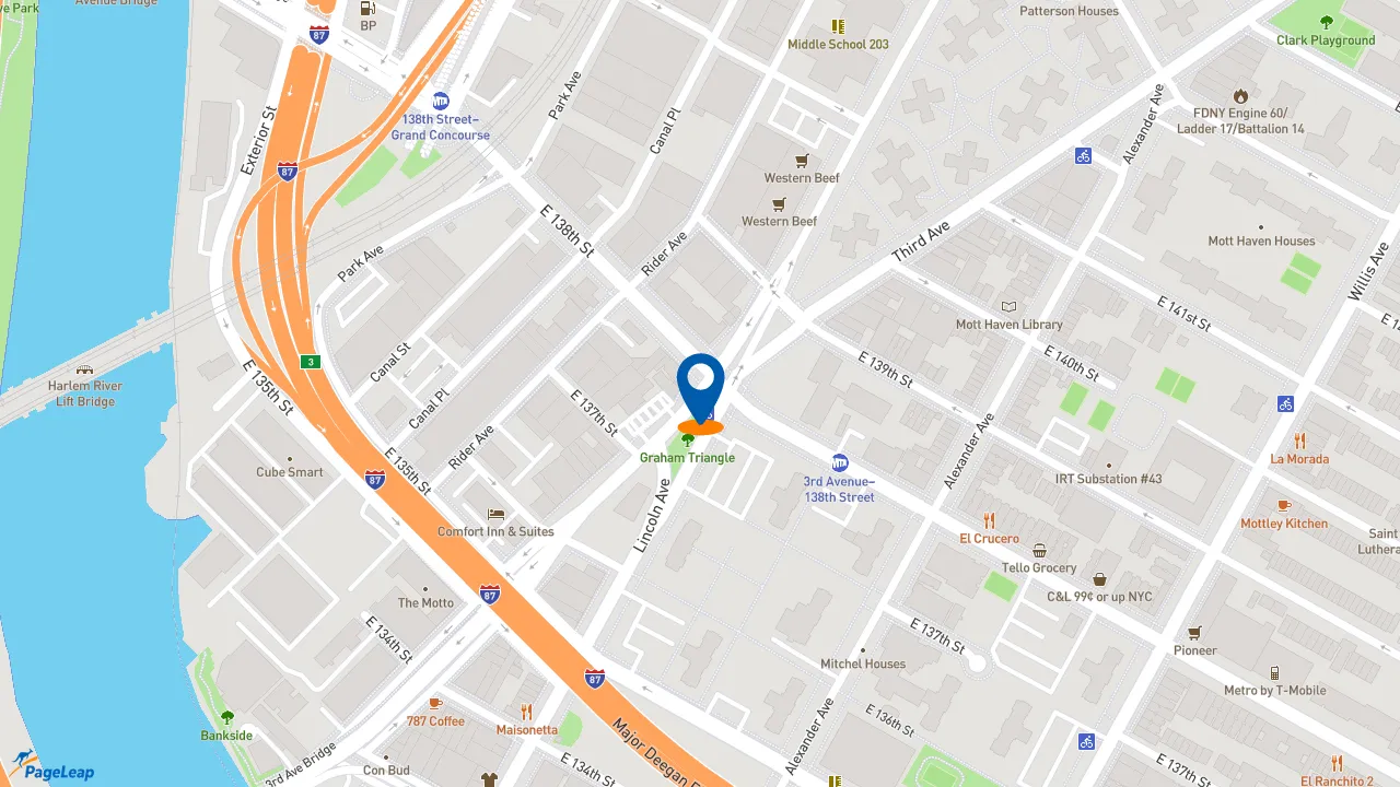 https://pageleap.com map showing location of Wendy&#039;s in Bronx.