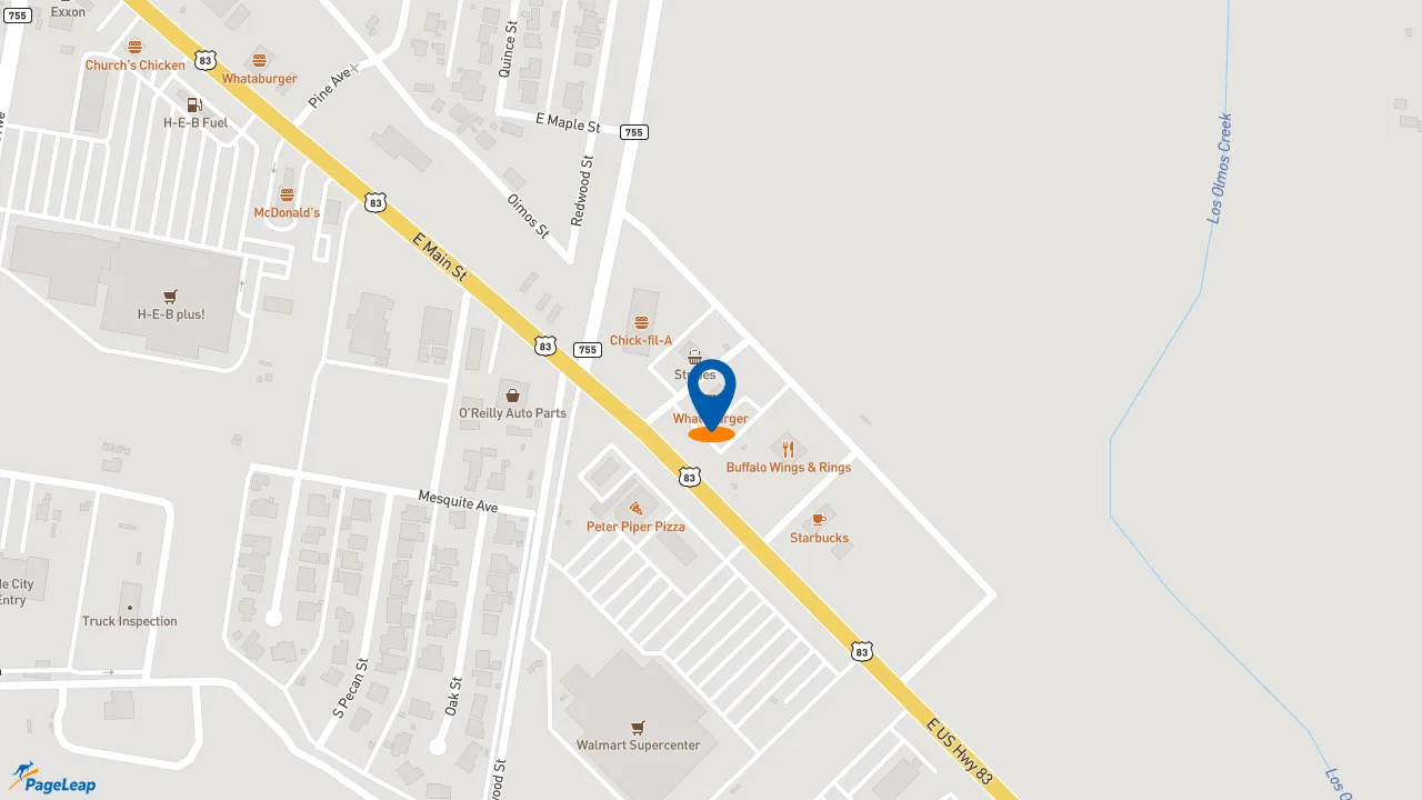 https://pageleap.com map showing location of Whataburger in Rio Grande City.