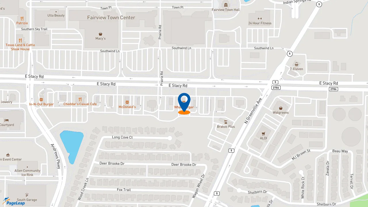 https://pageleap.com map showing location of Whataburger in Allen.