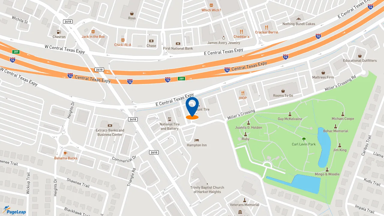https://pageleap.com map showing location of Whataburger in Harker Heights.