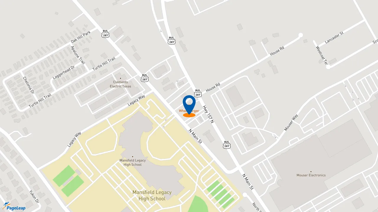 https://pageleap.com map showing location of Whataburger in Mansfield.