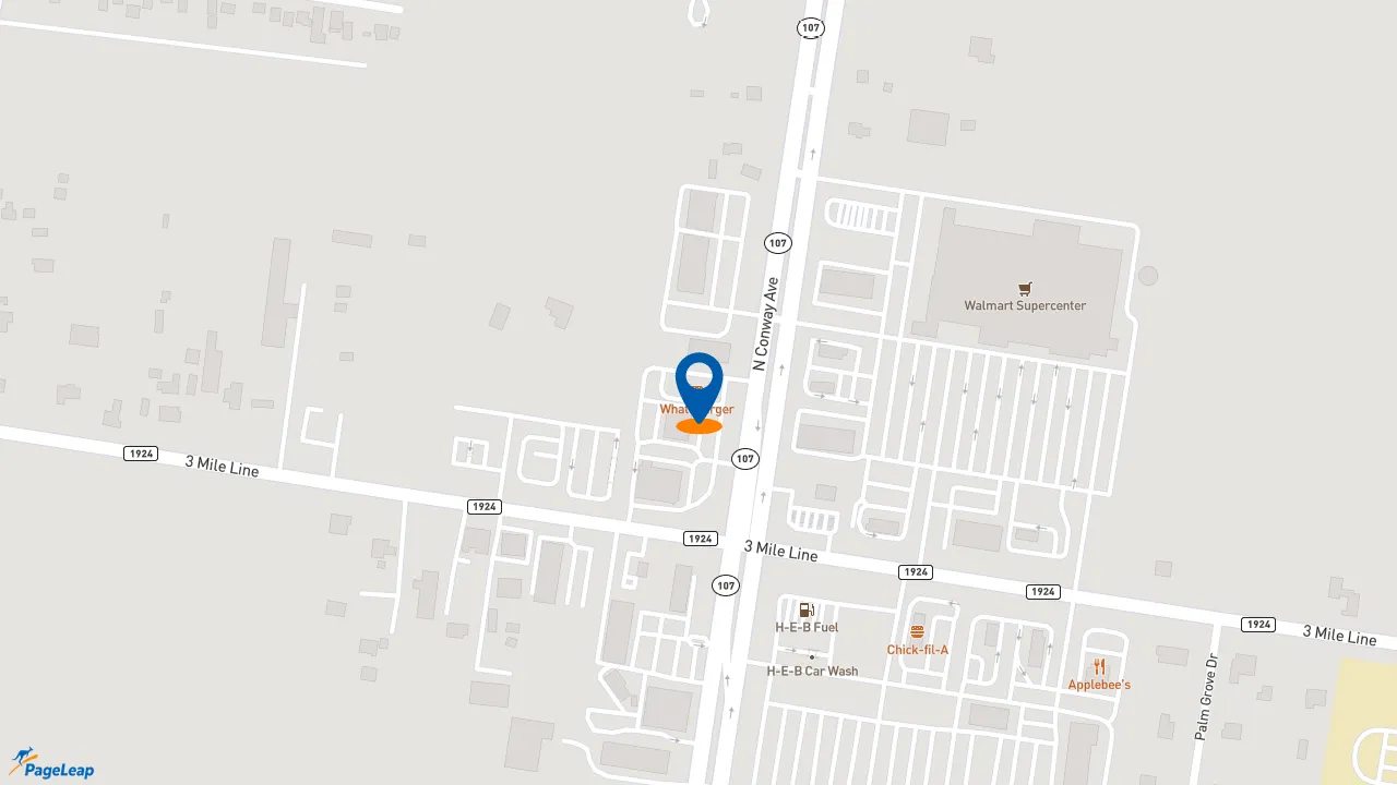 https://pageleap.com map showing location of Whataburger in Palmhurst.