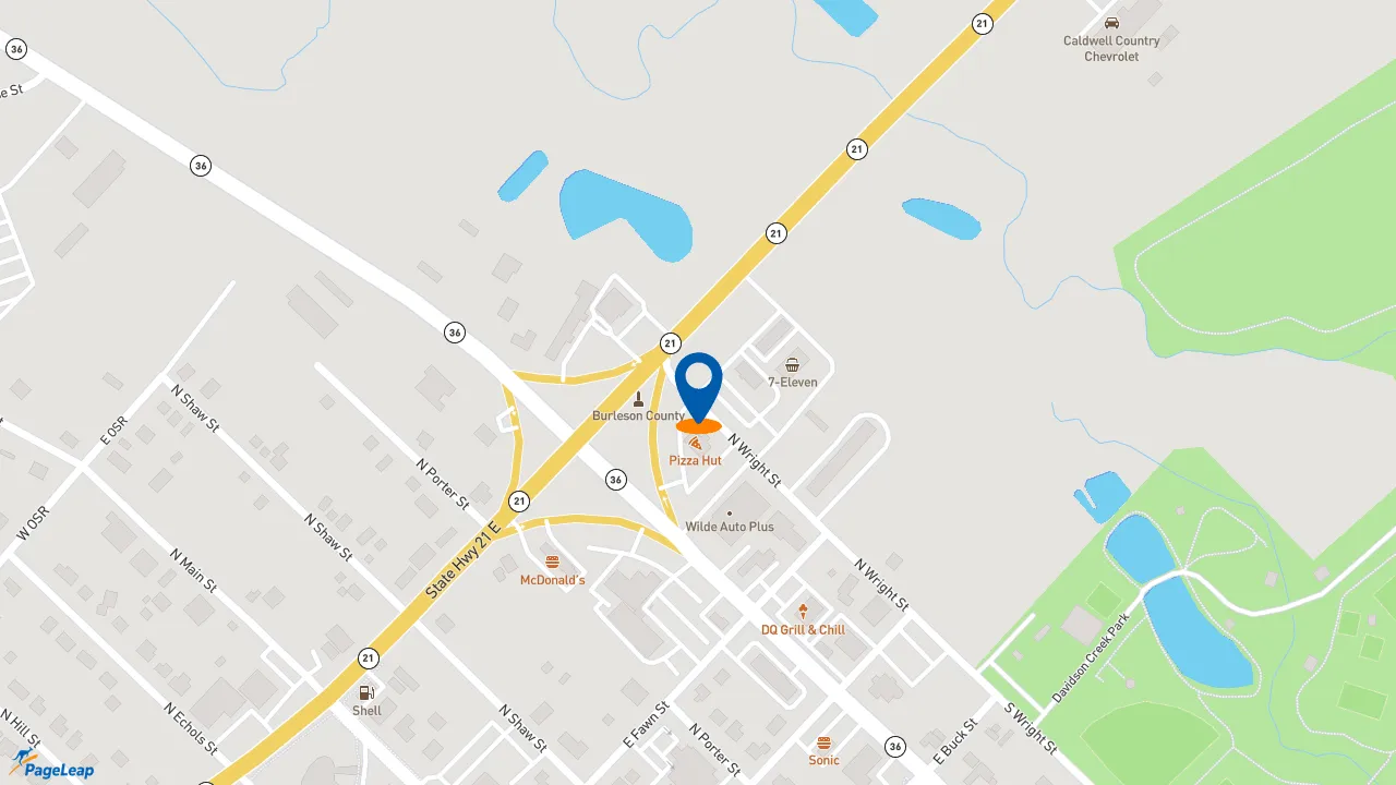 https://pageleap.com map showing location of Whataburger in Caldwell.