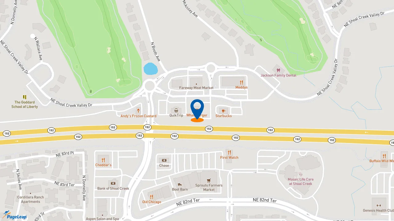 https://pageleap.com map showing location of Whataburger in Kansas City.